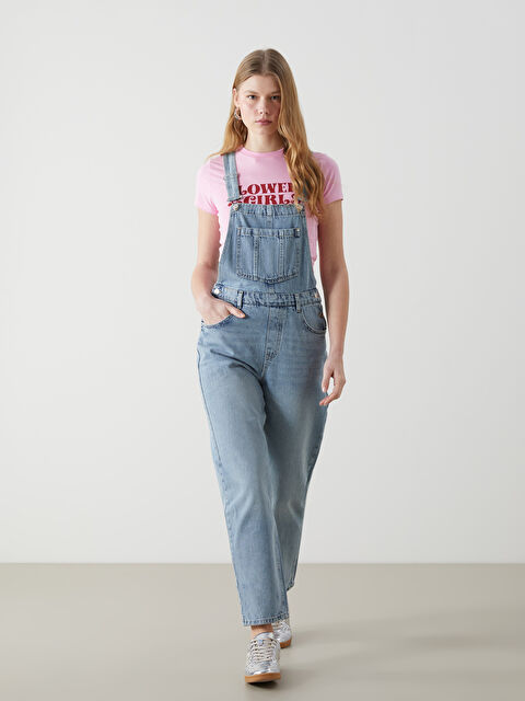 XSIDE Kare Yaka Kadın Jean Salopet - S5GT73Z8-K9M