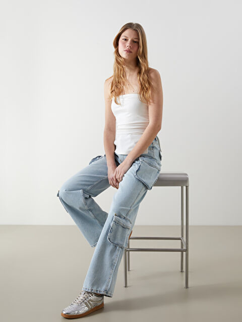 XSIDE Wideleg Kadın Kargo Jean Pantolon - S5GT74Z8-S54