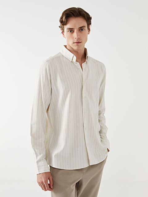 LCW Vision Regular Fit Uzun Kollu %100 Keten Erkek Gömlek