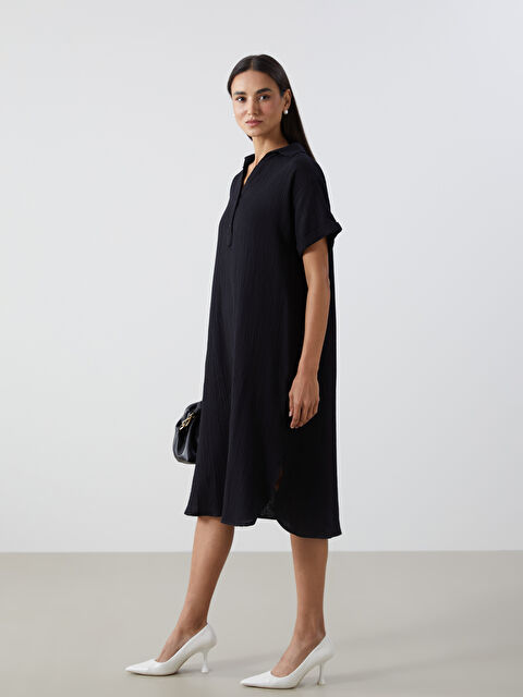 LCWAIKIKI Classic Gömlek Yaka Oversize Müslin Elbise - S5GV10Z8-CVL