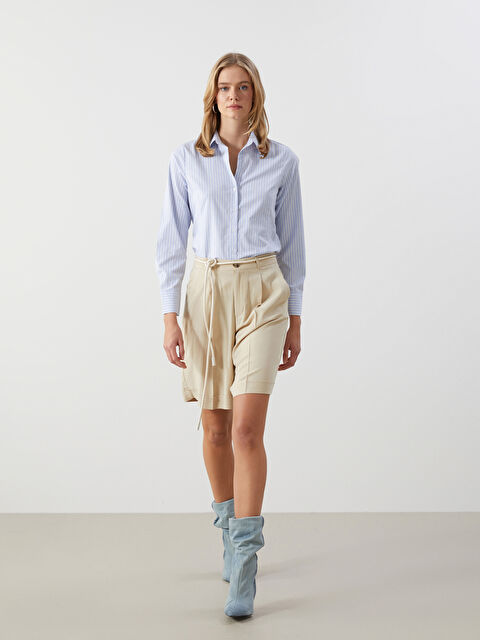 LCW ECO Beli Lastikli Keten Karışımlı Kadın Şort - S5GV28Z8-DFV