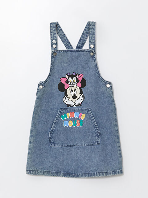 LCW ECO Kare Yaka Minnie Mouse Kız Bebek Jean Elbise - S5GV33Z1-507