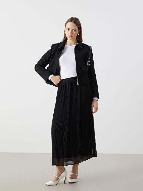 LCW Modest Beli Lastikli Dokulu Kadın Etek - S5GV38Z8-CVL