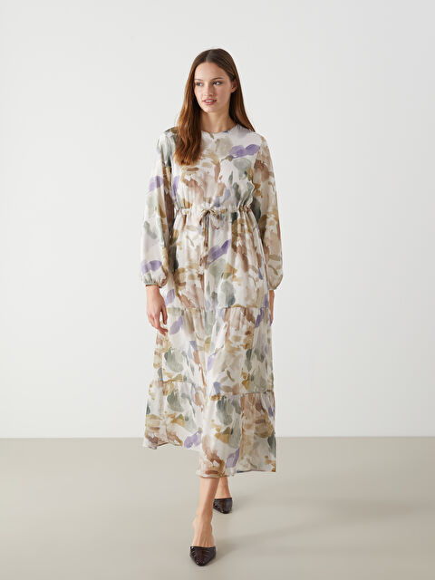 LCW Modest Bisiklet Yaka Desenli Elbise - S5GV40Z8-F9C