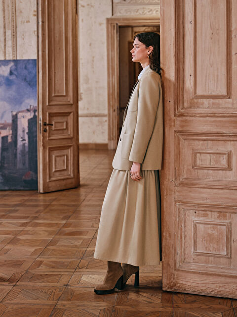 LCW Modest Beli Fermuarlı Poplin Kadın Kloş Etek - S5GV42Z8-D1N