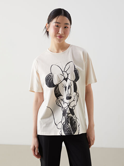 XSIDE Bisiklet Yaka Minnie Mouse Baskılı Kadın Tişört - S5GV46Z8-FF7