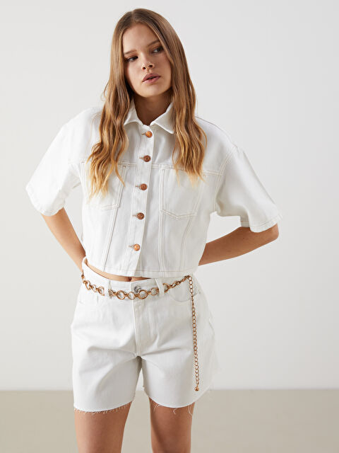 XSIDE Crop Kadın Jean Gömlek - S5GV54Z8-Q6K