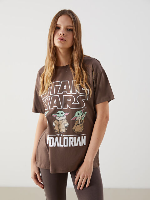 XSIDE Bisiklet Yaka The Mandalorian Baskılı Kadın Tişört - S5GV57Z8-YJT