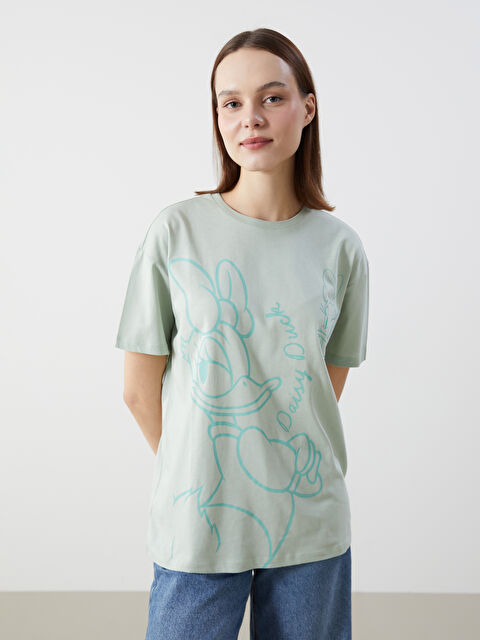 XSIDE Bisiklet Yaka Daisy Duck Baskılı Kadın Tişört - S5GV60Z8-SRB