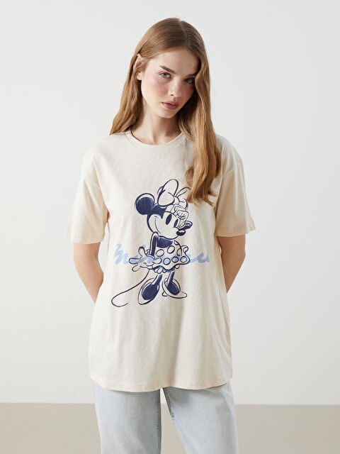 XSIDE Bisiklet Yaka Minnie Mouse Baskılı Kadın Tişört - S5GV69Z8-FF7