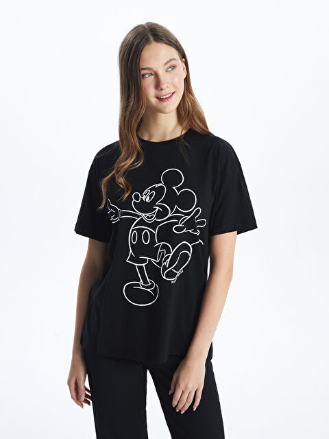 XSIDE Bisiklet Yaka Mickey Mouse Baskılı Kadın Tişört - S5GV73Z8-CVL