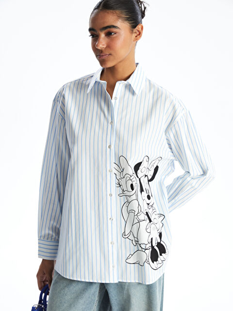 XSIDE Minnie Mouse ve Daisy Duck Baskılı Poplin Kadın Gömlek - S5GV78Z8-Q6K