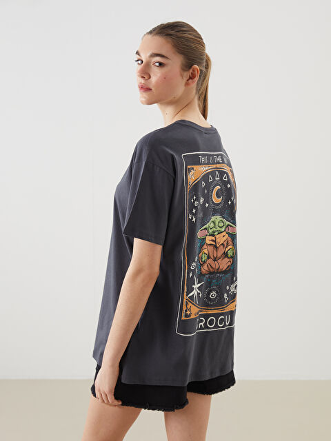 XSIDE Bisiklet Yaka Star Wars Baskılı Kadın Tişört - S5GV81Z8-VDL