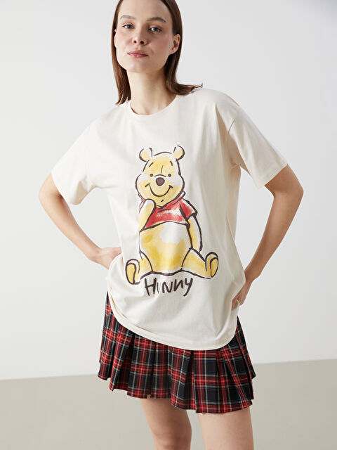 XSIDE Bisiklet Yaka Winnie the Pooh Baskılı Kadın Tişört - S5GY05Z8-FF7