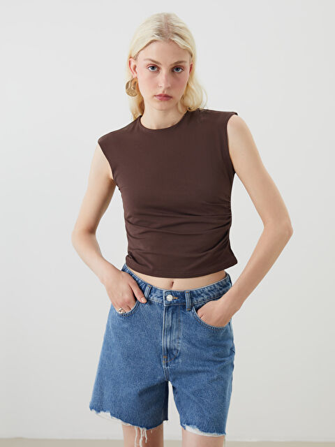 LCW Vision Bisiklet Yaka Büzgülü Bluz - S5GY26Z8-R39