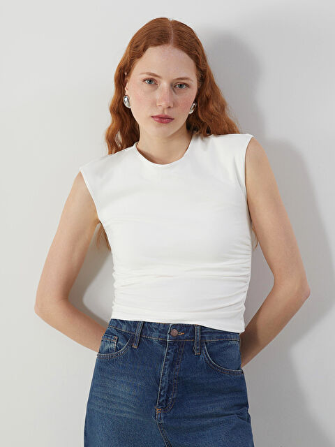 LCW Vision Bisiklet Yaka Büzgülü Bluz - S5GY26Z8-R9J