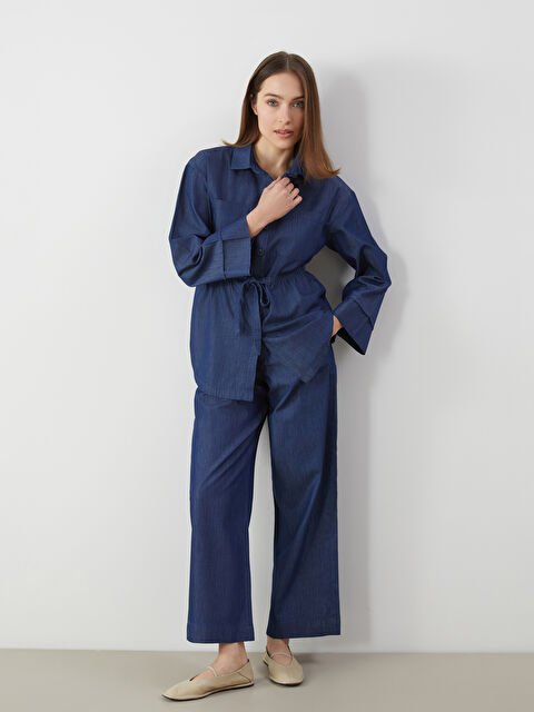 LCW Comfort Beli Lastikli Wideleg Kadın Jean Pantolon - S5H034Z8-507