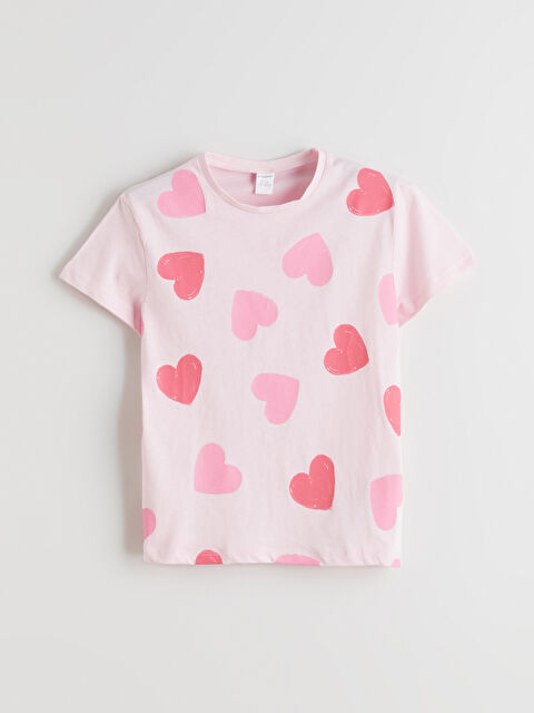 LCW Kids Kalp Desenli Kız Çocuk Tişört - S5H068Z1-FWW