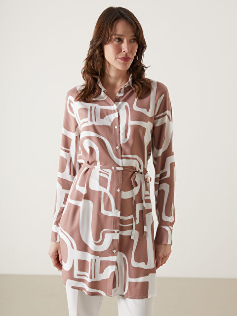 LCWAIKIKI Classic Patterned Sashed Women's Shirt Tunic - S5H144Z8-LR8