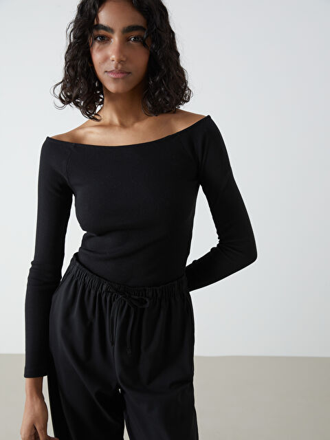 XSIDE Kayık Yaka Pamuklu Kadın Tişört - S5H176Z8-CVL