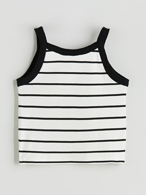 LCW Kids Kare Yaka Çizgili Fitilli Kız Çocuk Atlet