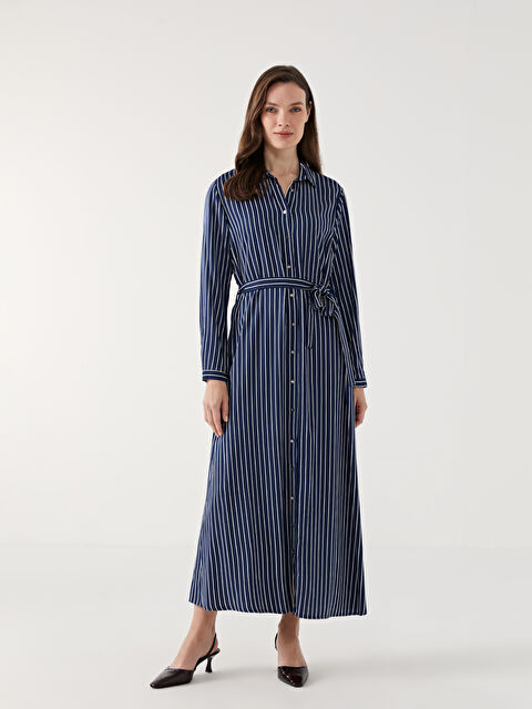 LCW Grace Çizgili Kadın Gömlek Elbise - S5H341Z8-LSJ