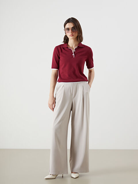 LCW Vision Beli Lastikli Geniş Paça Kadın Pileli Pantolon - S5H353Z8-QYF