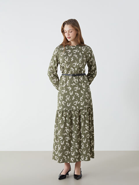 LCW Modest Dik Yaka Çiçekli Elbise - S5H362Z8-LRR
