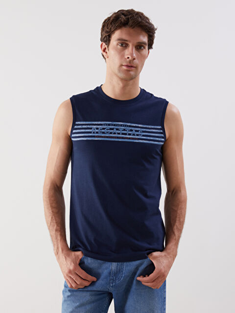 LCWAIKIKI Classic Bisiklet Yaka Baskılı Erkek Kolsuz Tişört - S5H366Z8-DWP