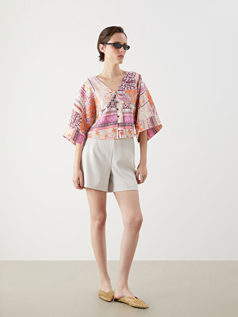 LCW Vision Beli Fermuarlı Kadın Pileli Şort - S5H368Z8-ZLT