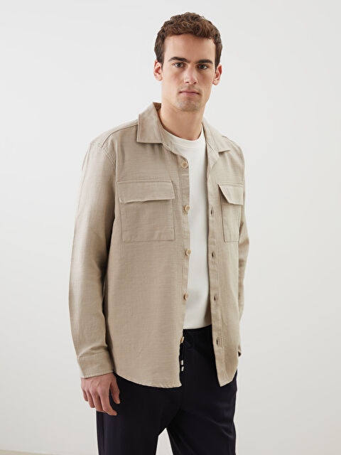 LCW Vision Regular Fit Uzun Kollu Erkek Gömlek Ceket - S5H371Z8-DS3