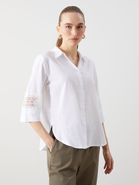 LCWAIKIKI Classic Gömlek Yaka Oversize Kadın Bluz - S5H505Z8-FEW