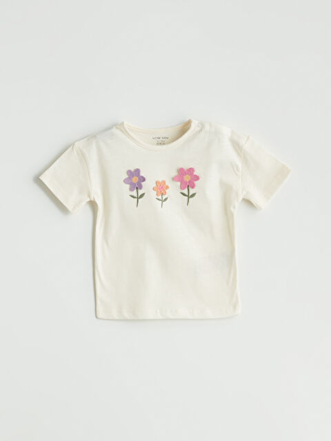 LCW baby Çiçek Nakışlı Kız Bebek Tişört - S5H507Z1-YG7