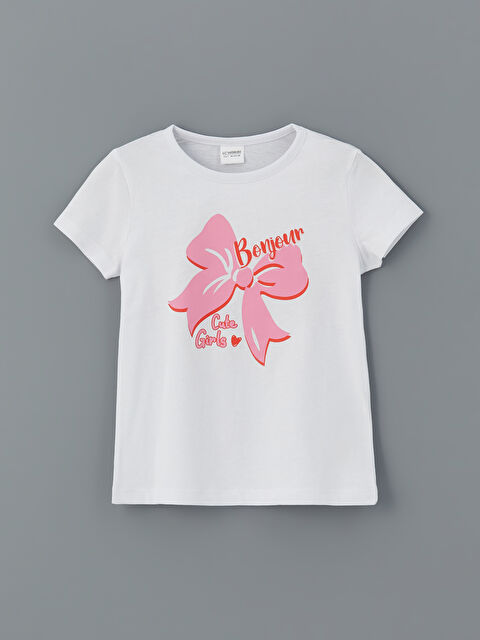 LCW Kids Bisiklet Yaka Kısa Kollu Baskılı Kız Çocuk Pijama Üst - S5H586Z1-Q6K