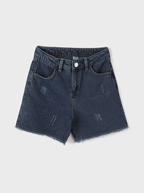 LCW Kids Girls' Jean Shorts with Adjustable Elastic Waist - S5H639Z4-H45