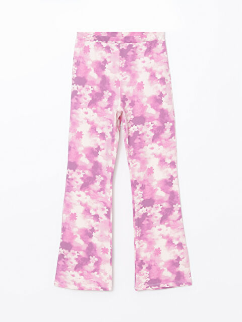 LCW Kids Beli Lastikli Batik Desenli İspanyol Paça Kız Çocuk Tayt - S5H675Z4-F9C