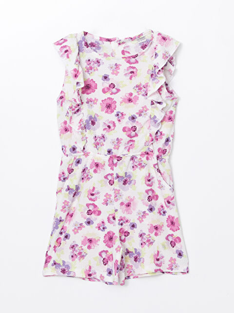 LCW Kids Crew Neck Floral Girl's Jumpsuit - S5H702Z4-LRA