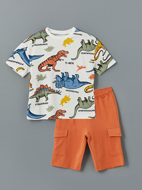 LCW Kids Bisiklet Yaka Baskılı Erkek Çocuk Tişört ve Şort 2'li - S5H760Z1-LRA