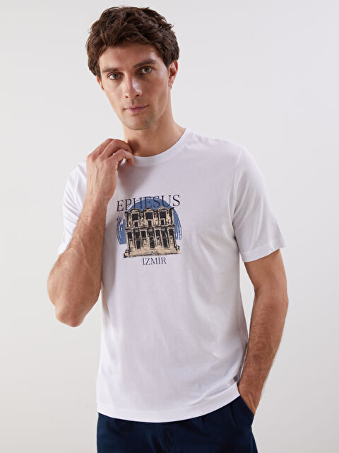 LCWAIKIKI Classic Bisiklet Yaka Efes Baskılı Penye Erkek Tişört - S5H797Z8-Q6K