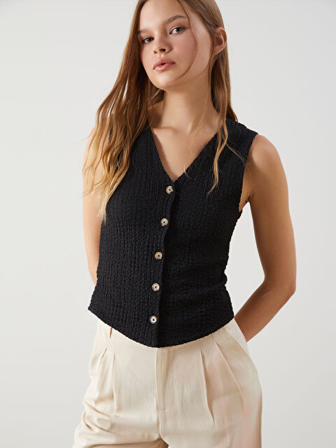 XSIDE V Yaka Dokulu Kadın Yelek - S5H831Z8-CVL