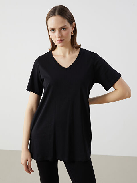 LCW Comfort V Yaka Kadın Tişört - S5H836Z8-CVL