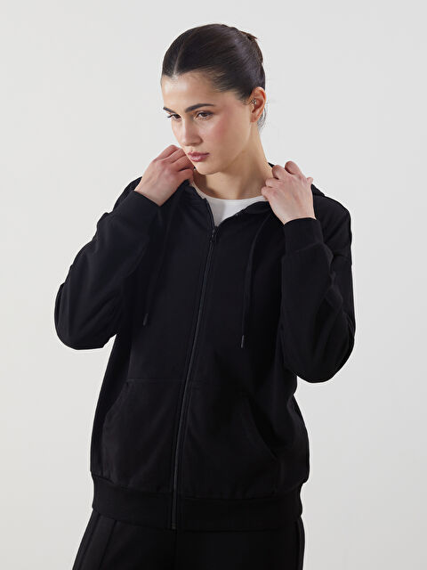 LCW Modest Kapüşonlu Oversize Kadın Fermuarlı Sweatshirt - S5H856Z8-CVL
