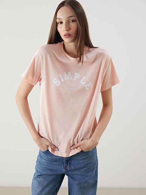 LCW Vision Bisiklet Yaka Baskılı Kadın Tişört - S5H895Z8-G8G