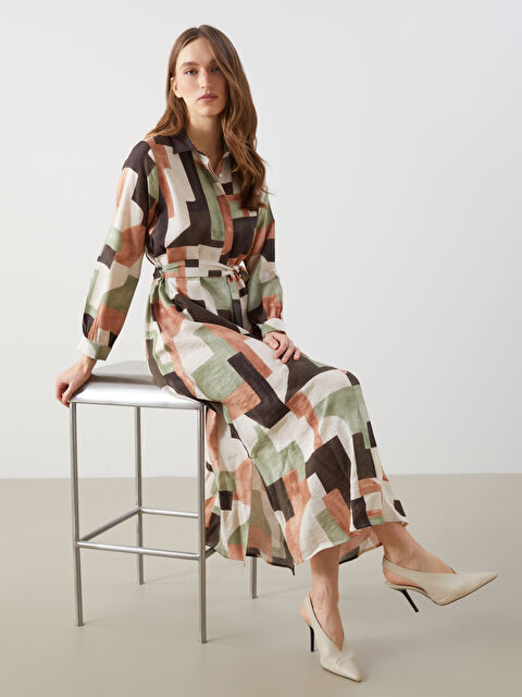 LCWAIKIKI Classic Desenli Kadın Gömlek Elbise - S5H918Z8-F9C