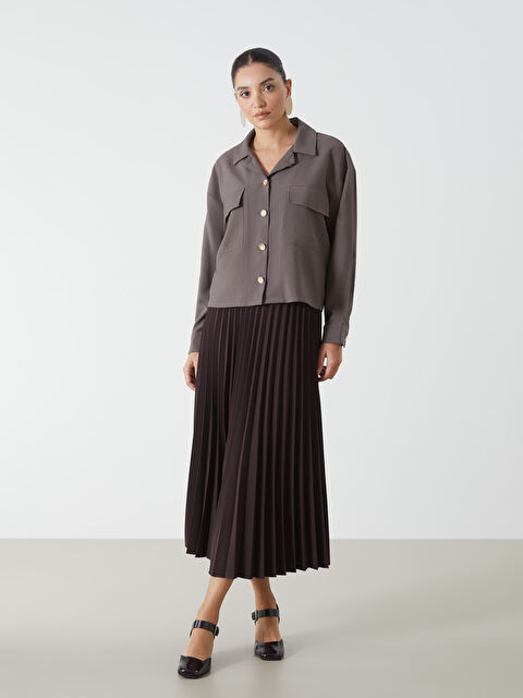 LCWAIKIKI Classic Beli Lastikli Kadın Pileli Etek - S5H925Z8-YZD