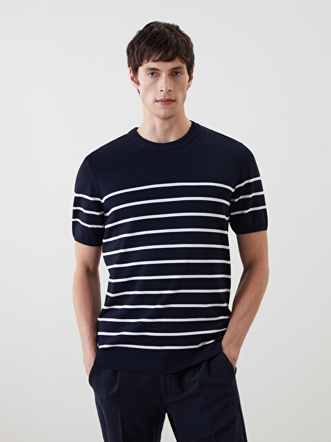SOUTHBLUE Bisiklet Yaka Kısa Kollu Çizgili Erkek Triko Kazak - S5H933Z8-RFH