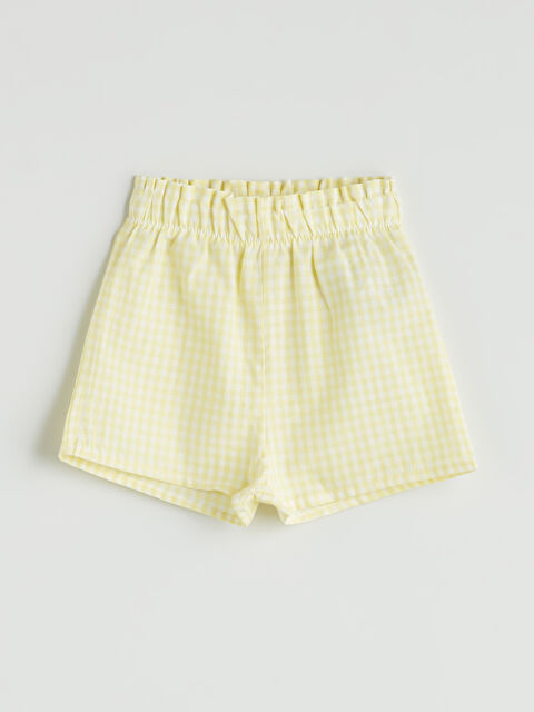 LCW baby Beli Lastikli Ekose Kız Bebek Şort