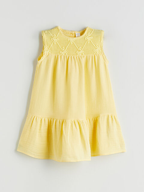 LCW Kids Bisiklet Yaka Kız Çocuk Müslin Elbise - S5HA42Z1-FTT