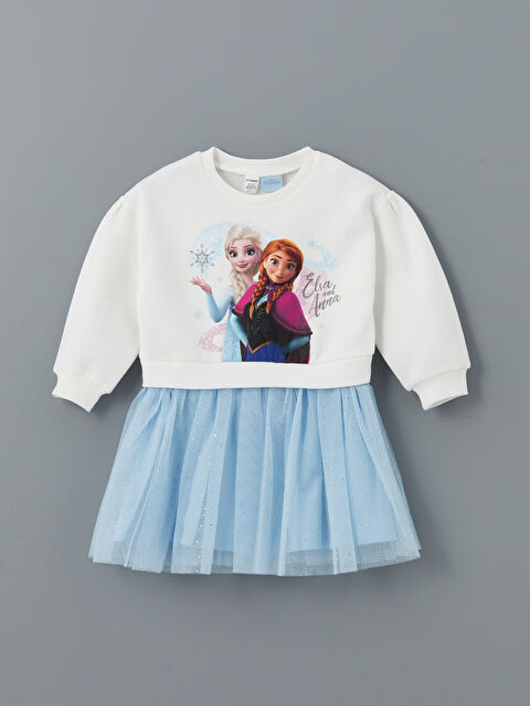 LCW Kids Bisiklet Yaka Elsa Baskılı Kız Çocuk Elbise - S5HA45Z1-FES