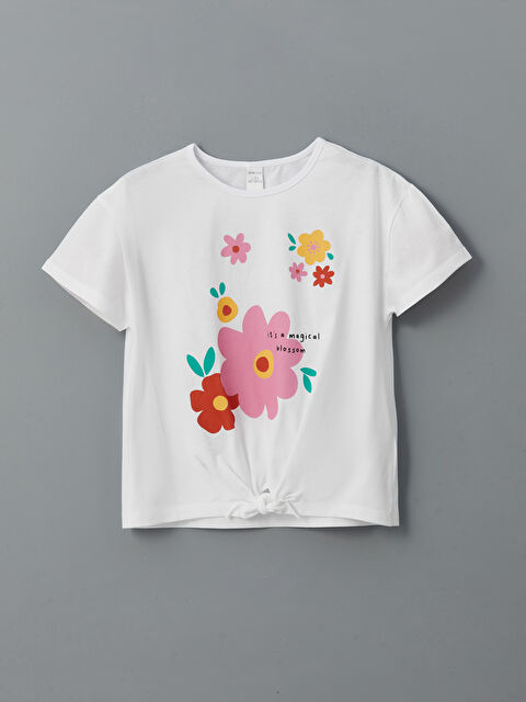 LCW ECO Bisiklet Yaka Baskılı Kız Çocuk Tişört - S5HA55Z1-J5E